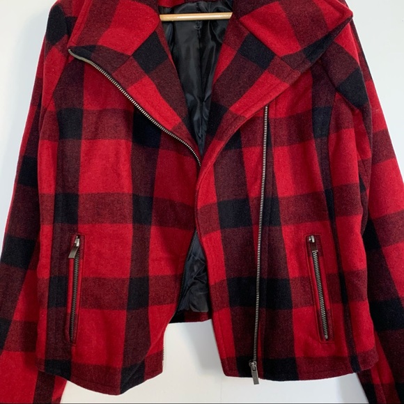 COPY - Ana a new approach plaid wool blend Moto coat - Picture 3 of 7